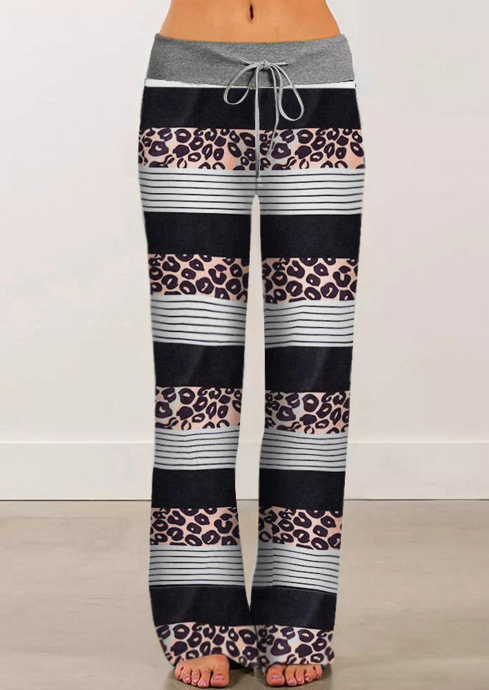 

Blouses Lace Splicing Leopard Striped V-Neck Blouse in Multicolor. Size: ,L,XL
