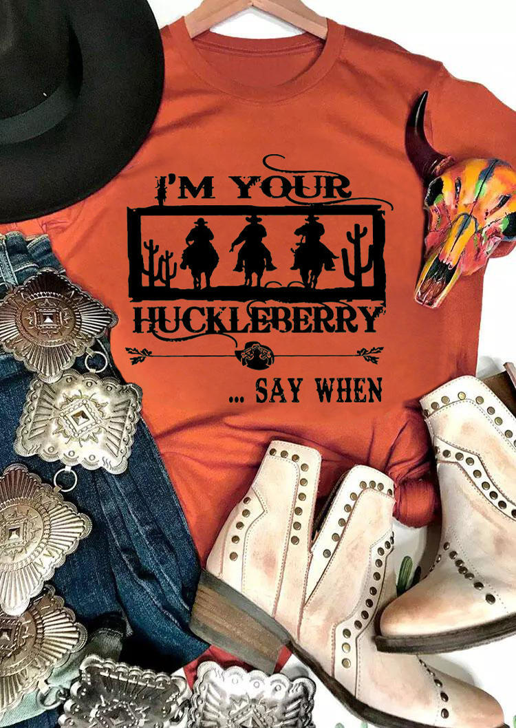 

T-shirts Tees I'm Your Huckleberry Cowboy Cactus T-Shirt Tee in Orange. Size: ,3XL