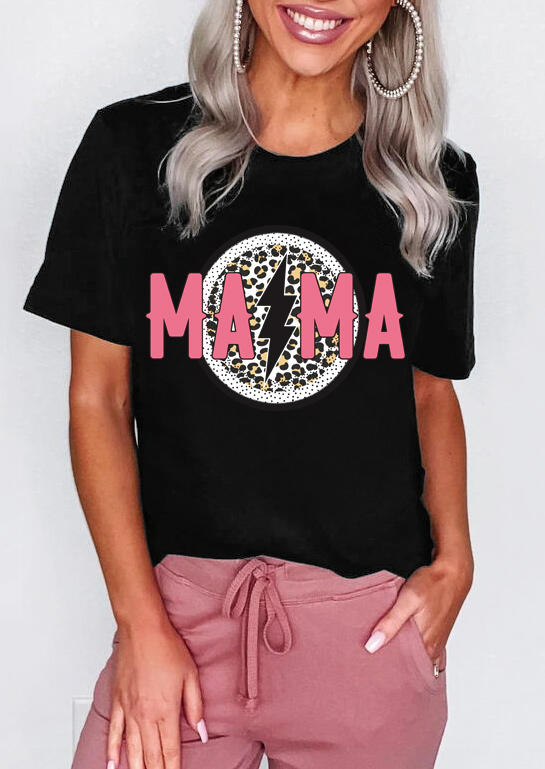 

T-shirts Tees Mama Leopard Lightning T-Shirt Tee in Black. Size