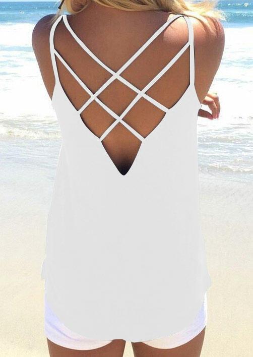 

Tank Tops Hollow Out Backless Fashion Camisole in Black. Size: ,M