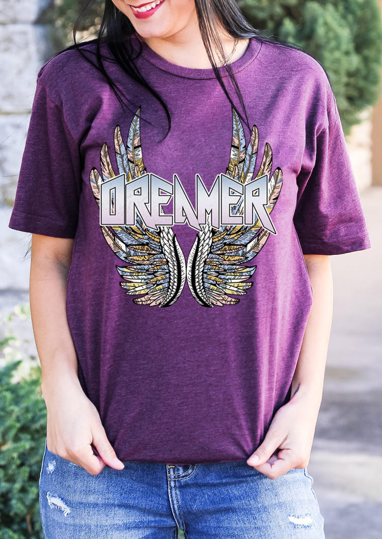 Vintage Wings Dreamer T-Shirt Tee - Purple