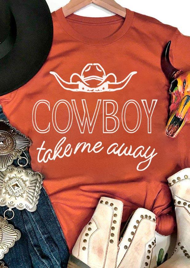 T-shirts Tees Cowboy Take Me Away T-Shirt Tee in Orange. Size: 3XL