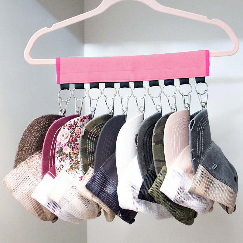 

Multi-Functional Foldable Cap Organizer Hanger in Pink. Size