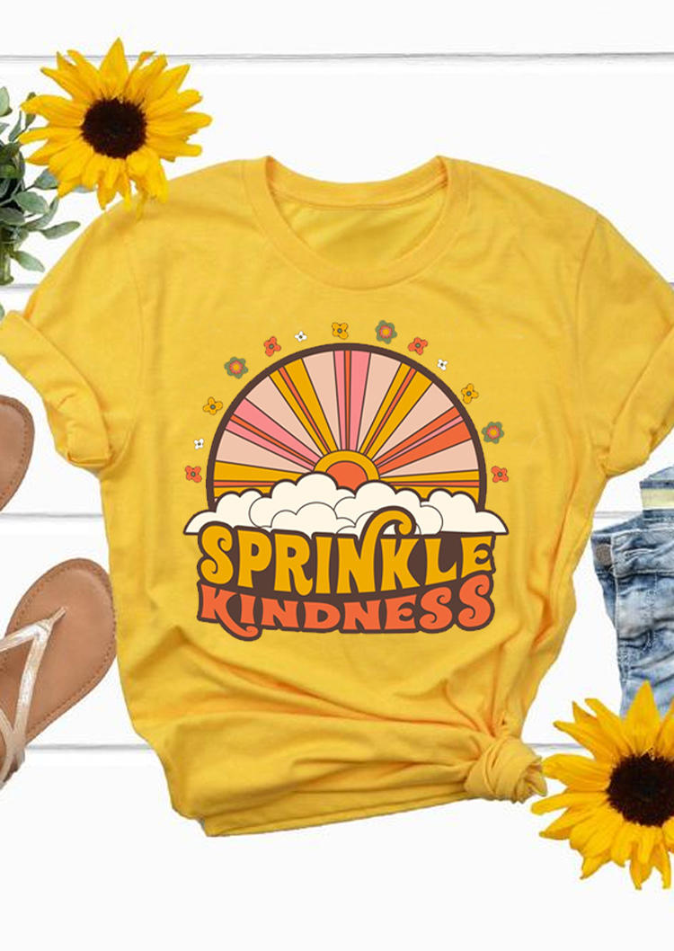 

T-shirts Tees Sprinkle Kindness Floral T-Shirt Tee in Yellow. Size: ,L,XL