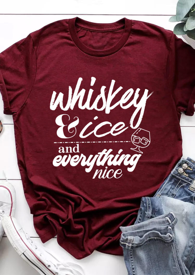 

T-shirts Tees Whiskey Ice And Everything Nice T-Shirt Tee in Burgundy. Size: ,M,L,XL