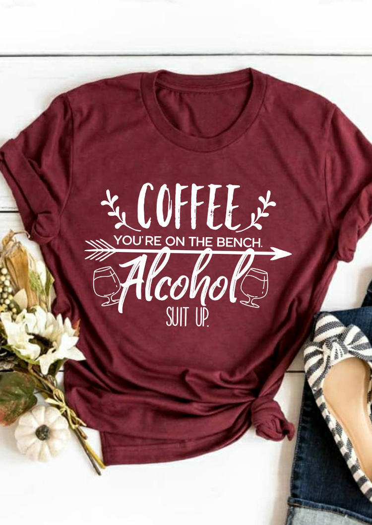 

T-shirts Tees Coffee You're On The Bench Suit Up T-Shirt Tee in Burgundy. Size: ,M,XL