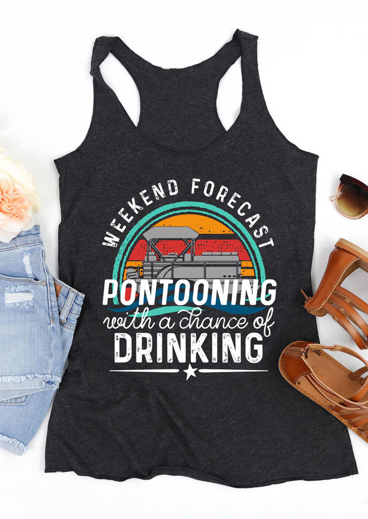 

Tank Tops Weekend Forecast Pontooning With A Chance Of Drinking Tank Top in Dark Grey. Size: ,3XL