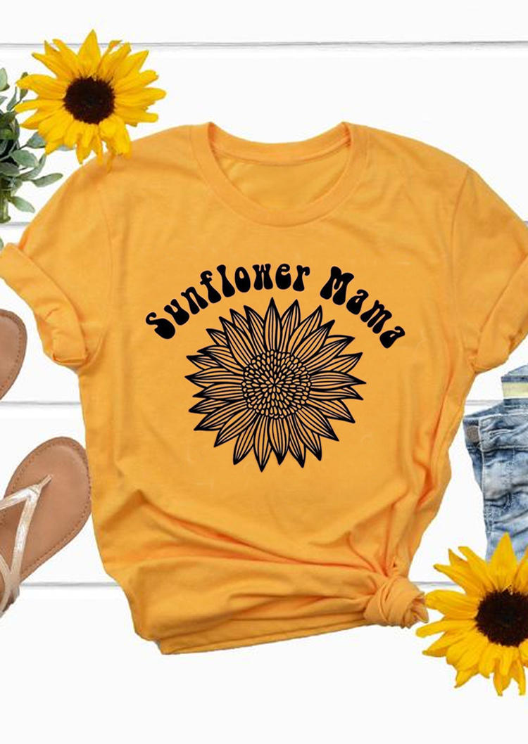 

T-shirts Tees Sunflower Mama O-Neck T-Shirt Tee in Yellow. Size