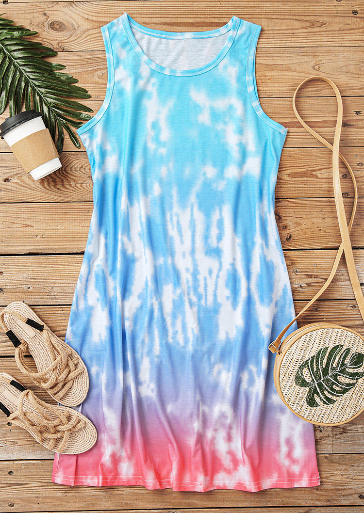 

Mini Dresses Gradient Tie Dye Sleeveless Mini Dress in Multicolor. Size