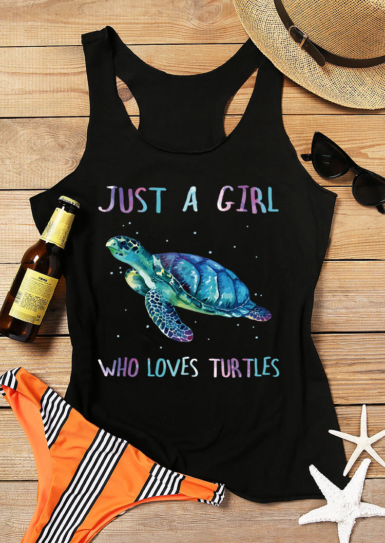 

Tank Tops Just A Girl Who Loves Turtles Racerback Tank Top in Black. Size