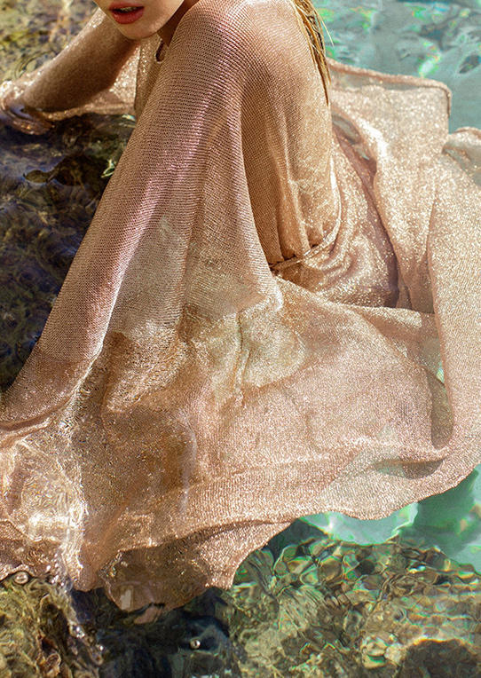 

Cover Ups Mesh Glitter Cover Up with Belt in Flesh. Size