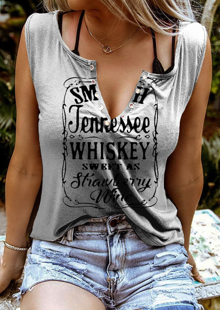 Whiskey Sweet As Strawberry Wine Casual Tank - Gray