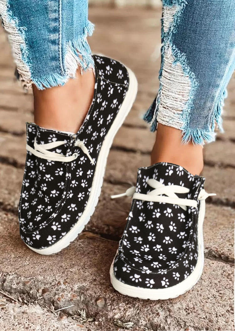

Sneakers Dog Paw Slip On Flat Canvas Sneakers in Black. Size: ,41