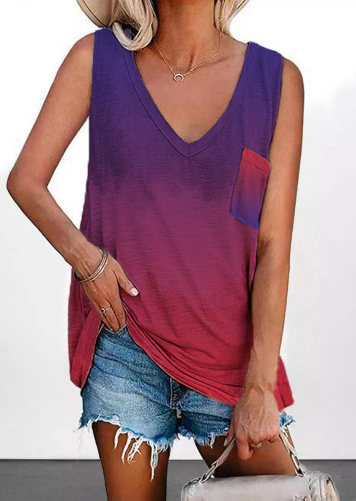 

Tank Tops Tie Dye Gradient Pocket Tank Top in Multicolor. Size