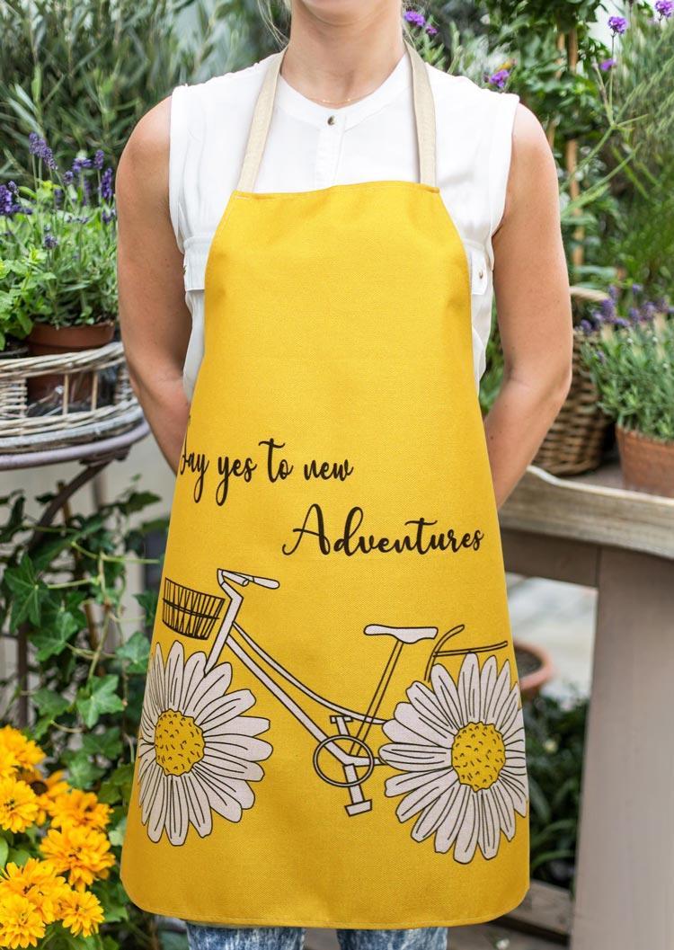 

Tools Sunflower Daisy Bicycle Halter Tie Apron in Yellow. Size