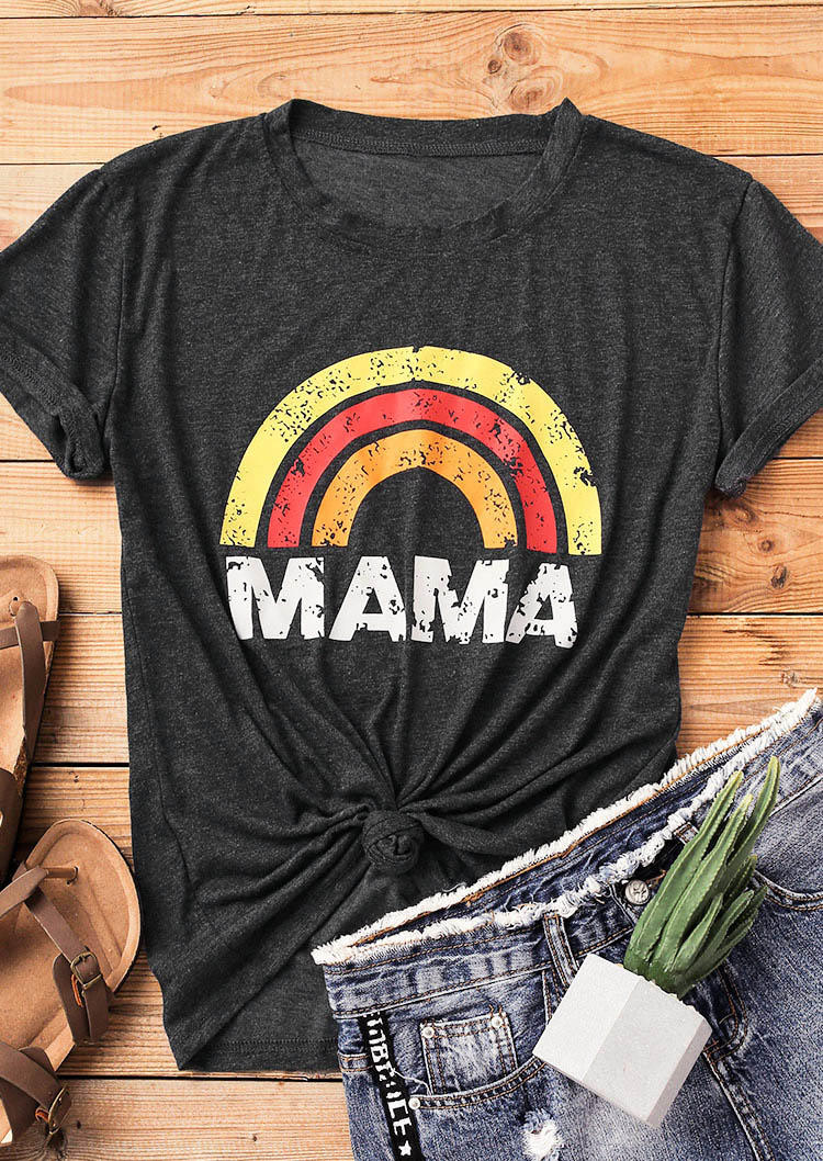 

Mama Rainbow O-Neck Blouse - Dark Grey, 502920