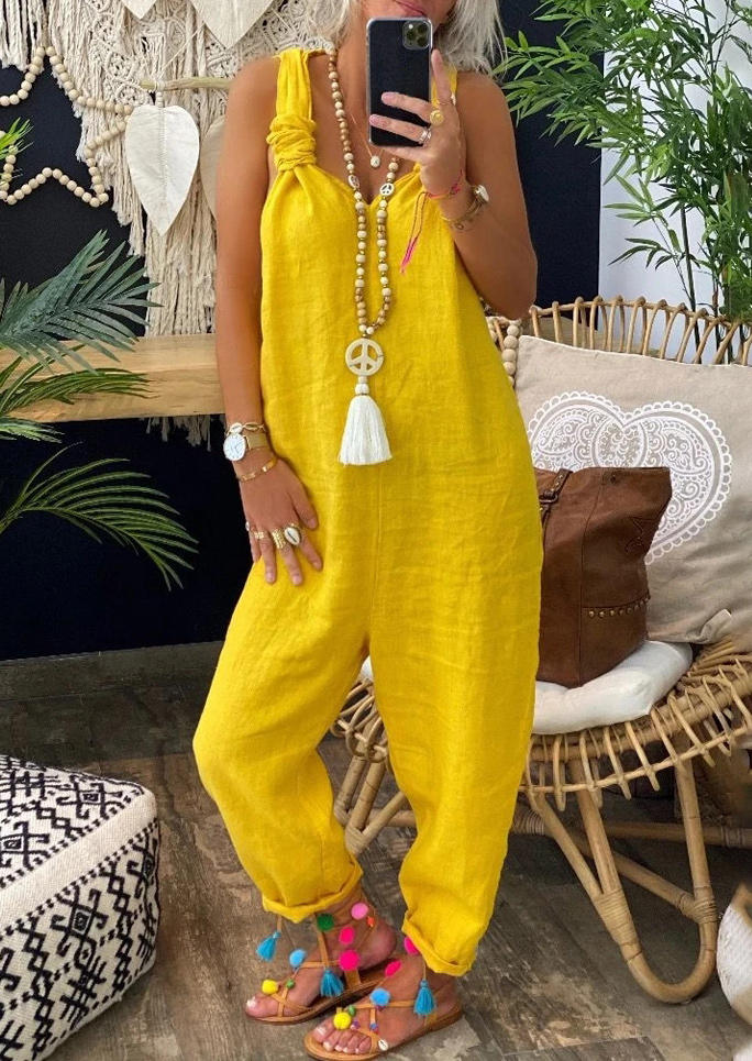 

Jumpsuits & Rompers Twist Hollow Out Jumpsuit in Yellow. Size