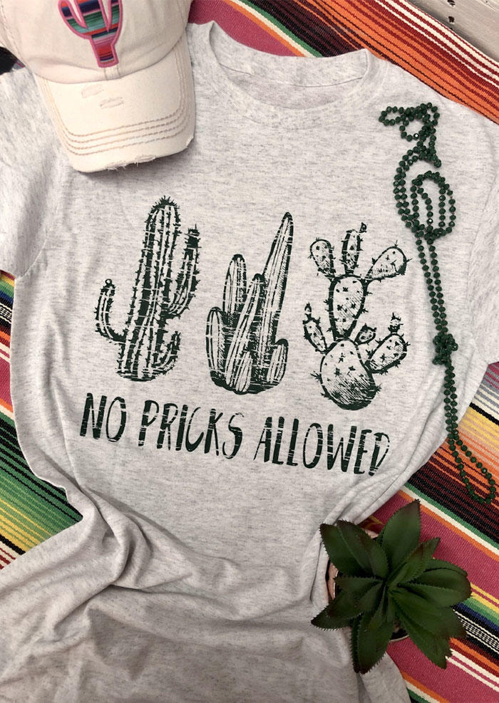 

T-shirts Tees Western Cactus No Pricks Allowed T-Shirt Tee in Gray. Size