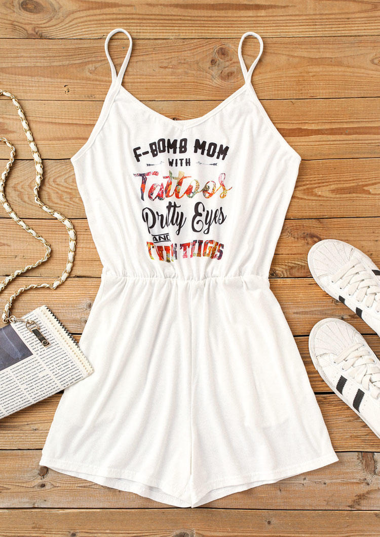 

Jumpsuits & Rompers F-Bomb Mom With Tattoos Pretty Eyes And Thick Thighs Romper in White. Size