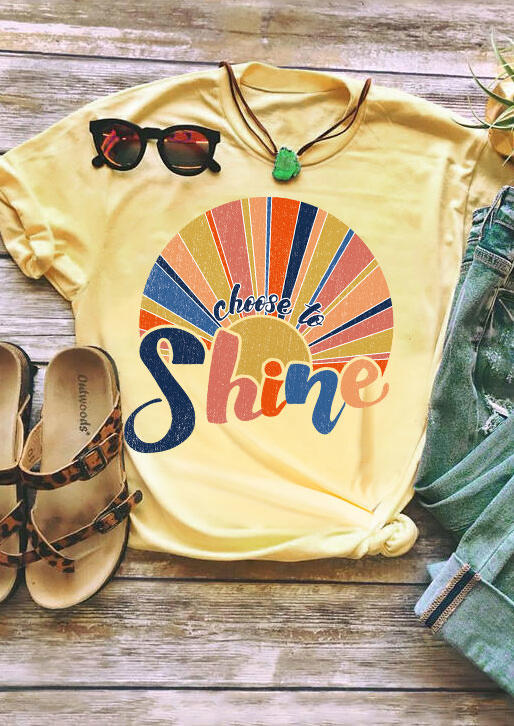 

T-shirts Tees Choose To Shine O-Neck T-Shirt Tee in Yellow. Size: ,L