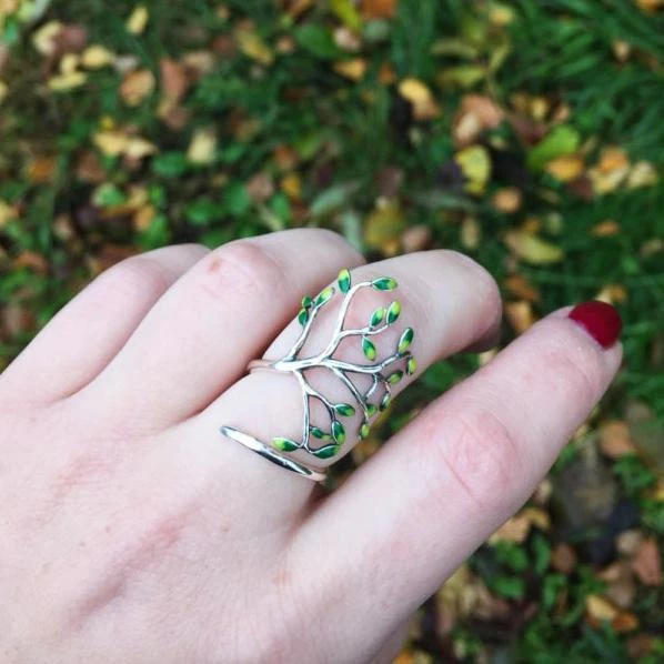 

Rings Olive Tree Branch Leaf Open Ring in Silver. Size