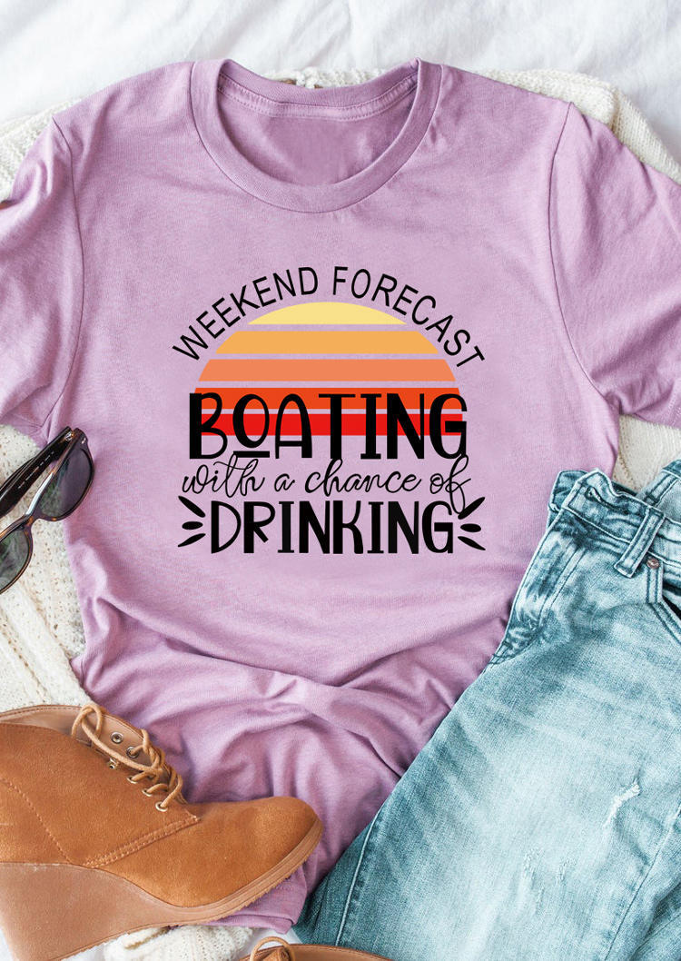 

T-shirts Tees Weekend Forecast Boating Drinking T-Shirt Tee in Purple. Size: ,L,XL