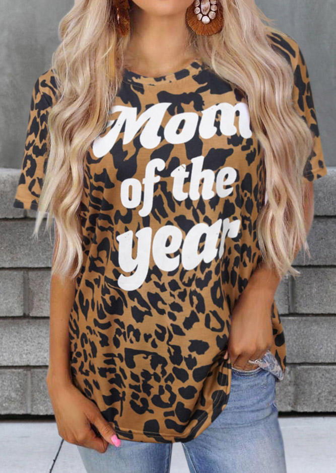 

T-shirts Tees Leopard Mom Of The Year T-Shirt Tee in Leopard. Size: ,L