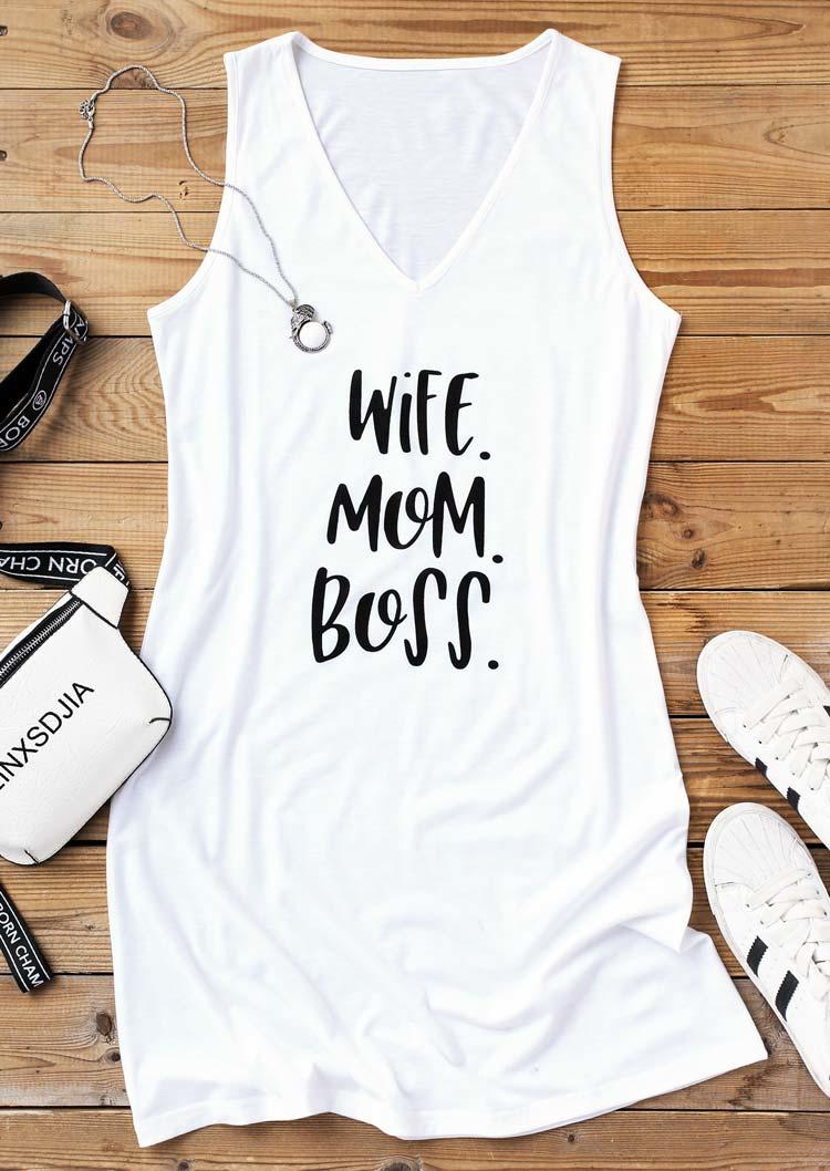 

Mini Dresses Wife Mom Boss Casual Mini Dress in White. Size