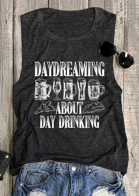 

Tank Tops Daydreaming About Day Drinking Tank Top in Dark Grey. Size