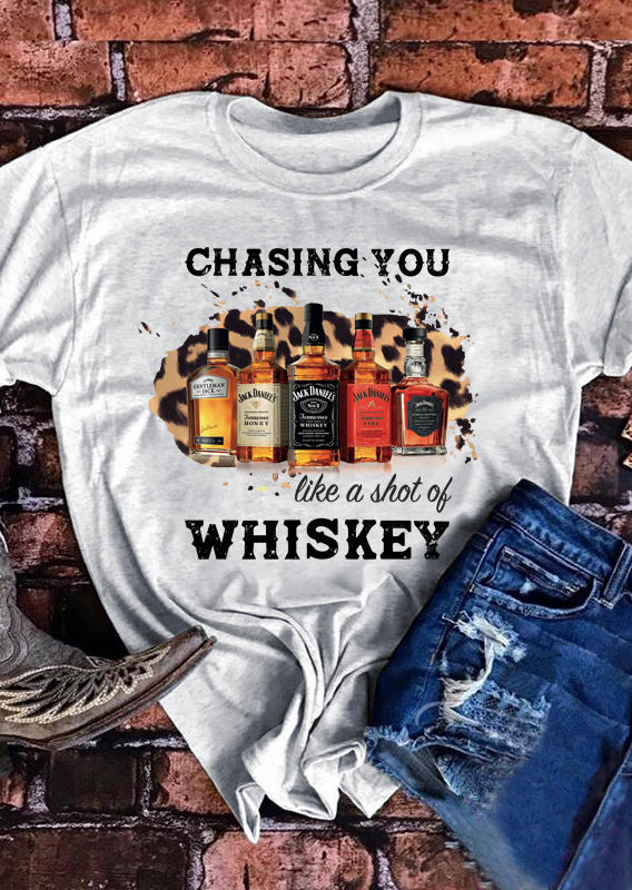 

T-shirts Tees Chasing You Like A Shot Of Whiskey T-Shirt Tee in Light Grey. Size: ,L