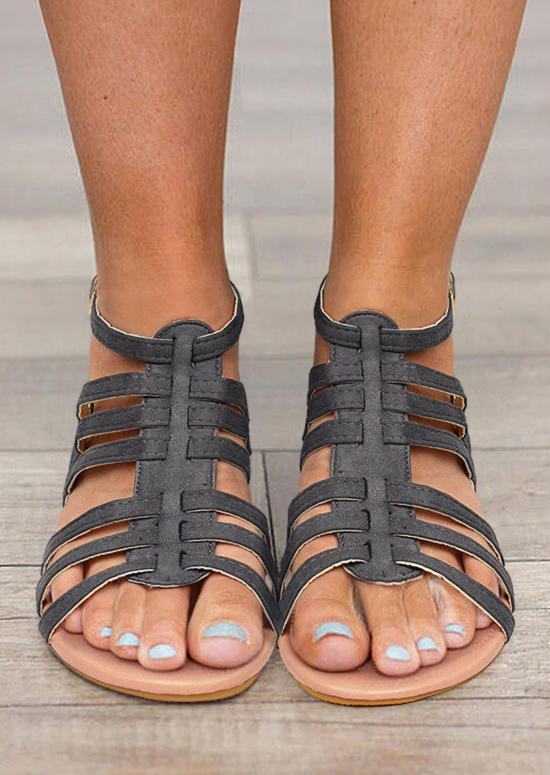 

Sandals Buckle Strap Zipper Strappy Flat Sandals in Gray. Size: ,38,39,40,41