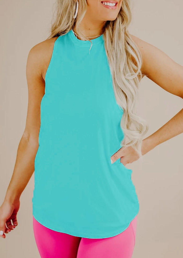 

Tank Tops Hollow Out Twist Racerback Tank Top in Cyan. Size