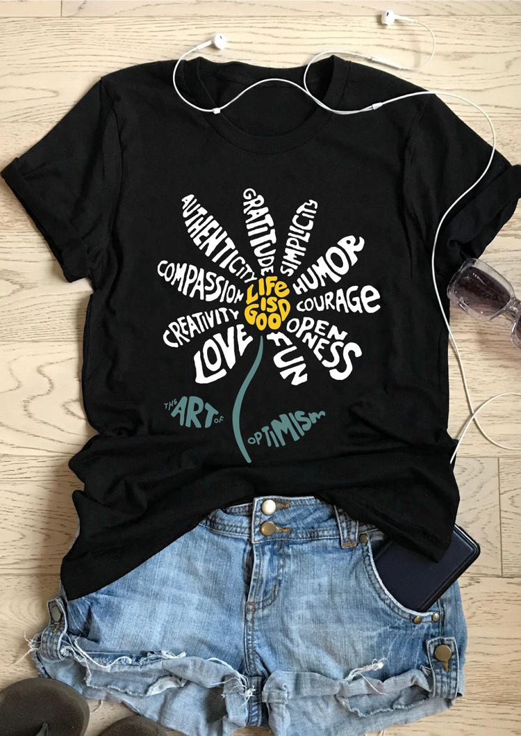 

T-shirts Tees Life Is Good Daisy T-Shirt Tee in Black. Size