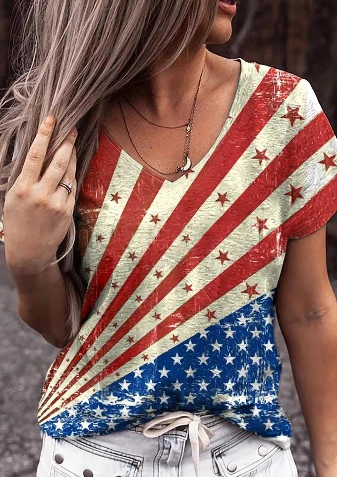 

Blouses American Flag Star Striped Blouse in Multicolor. Size