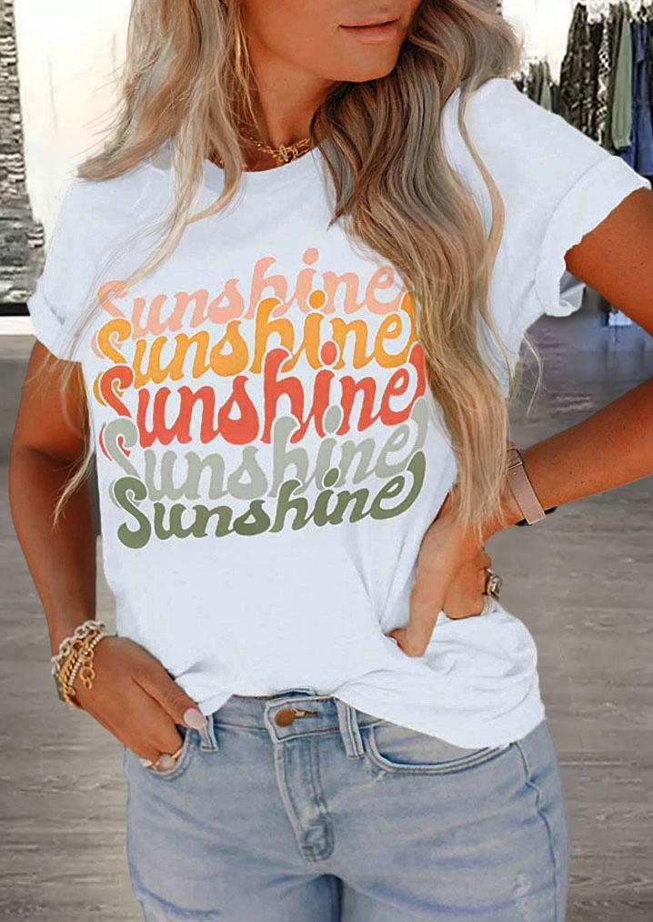 

T-shirts Tees Colorful Sunshine O-Neck T-Shirt Tee in White. Size: ,XL