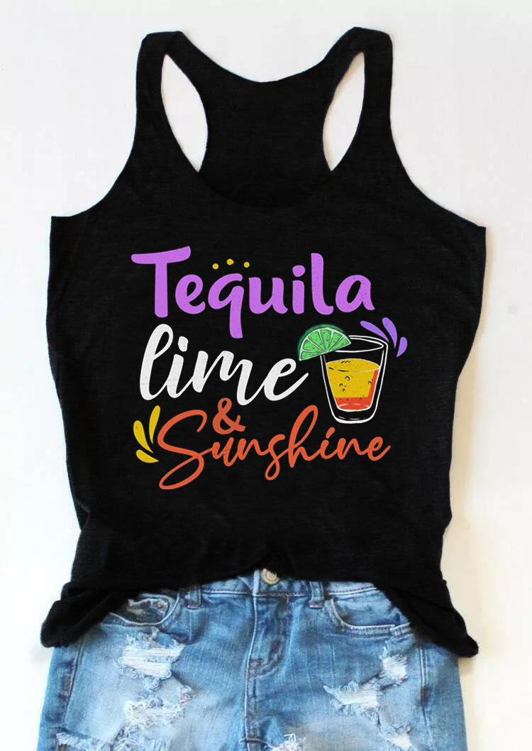 

Tank Tops Tequila Lime And Sunshine Racerback Tank Top in Black. Size