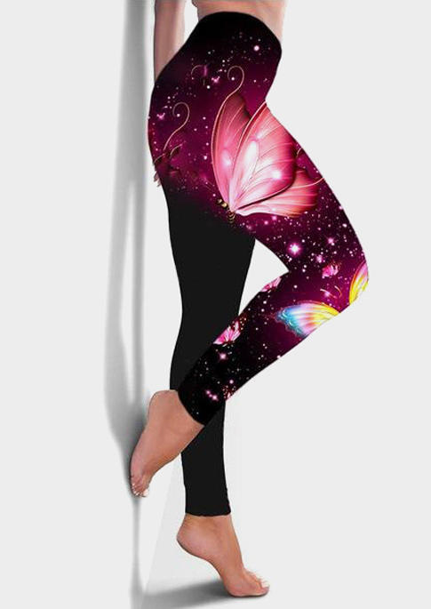 

Activewear Butterfly Fitness Sports Activewear Leggings in Black. Size
