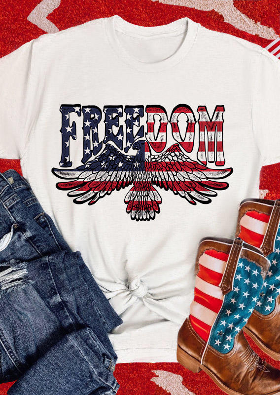 

T-shirts Tees Freedom American Flag Eagle T-Shirt Tee in White. Size: ,XL