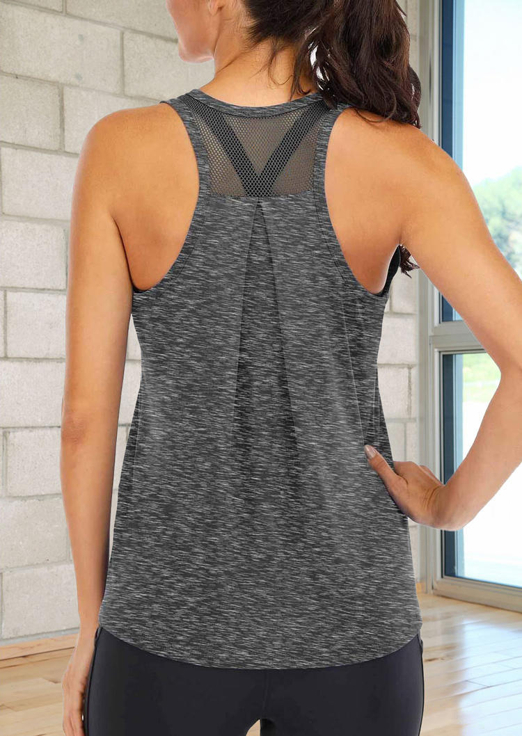 

Tank Tops Ruffled Mesh Splicing Racerback Tank Top in Gray. Size