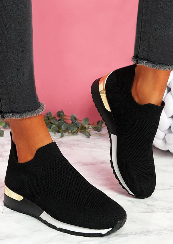 

Sneakers Breathable Slip On Round Toe Sneakers in Black. Size: ,41