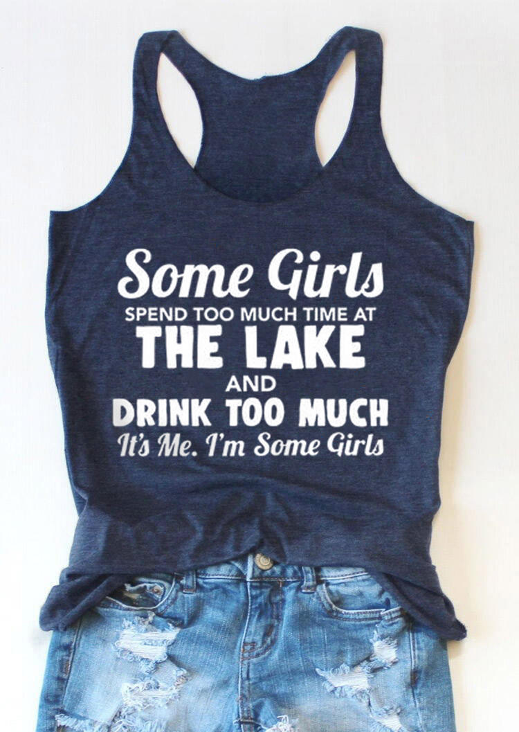 

Tank Tops Some Girls Spend Too Much Time At The Lake Racerback Tank Top in Blue. Size