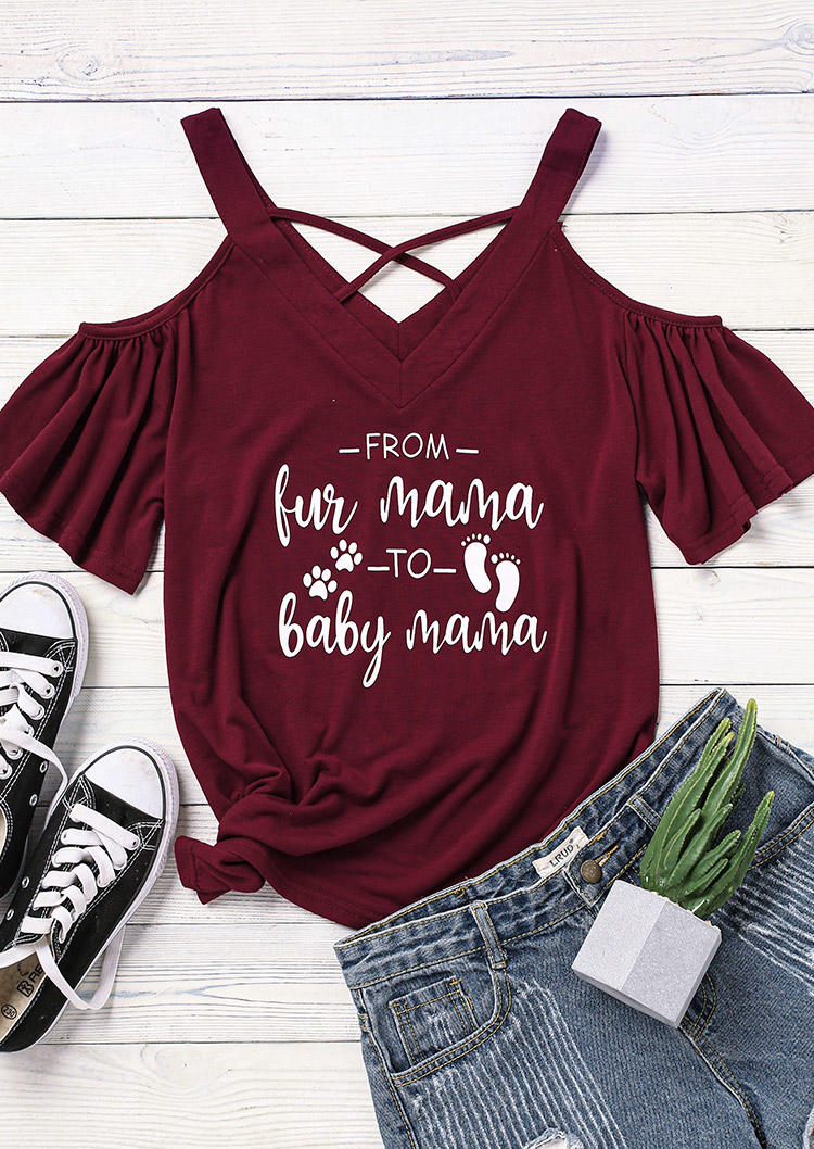 

Blouses From Fur Mama To Baby Mama Dog Paw Criss-Cross Blouse in Burgundy. Size: ,M,L