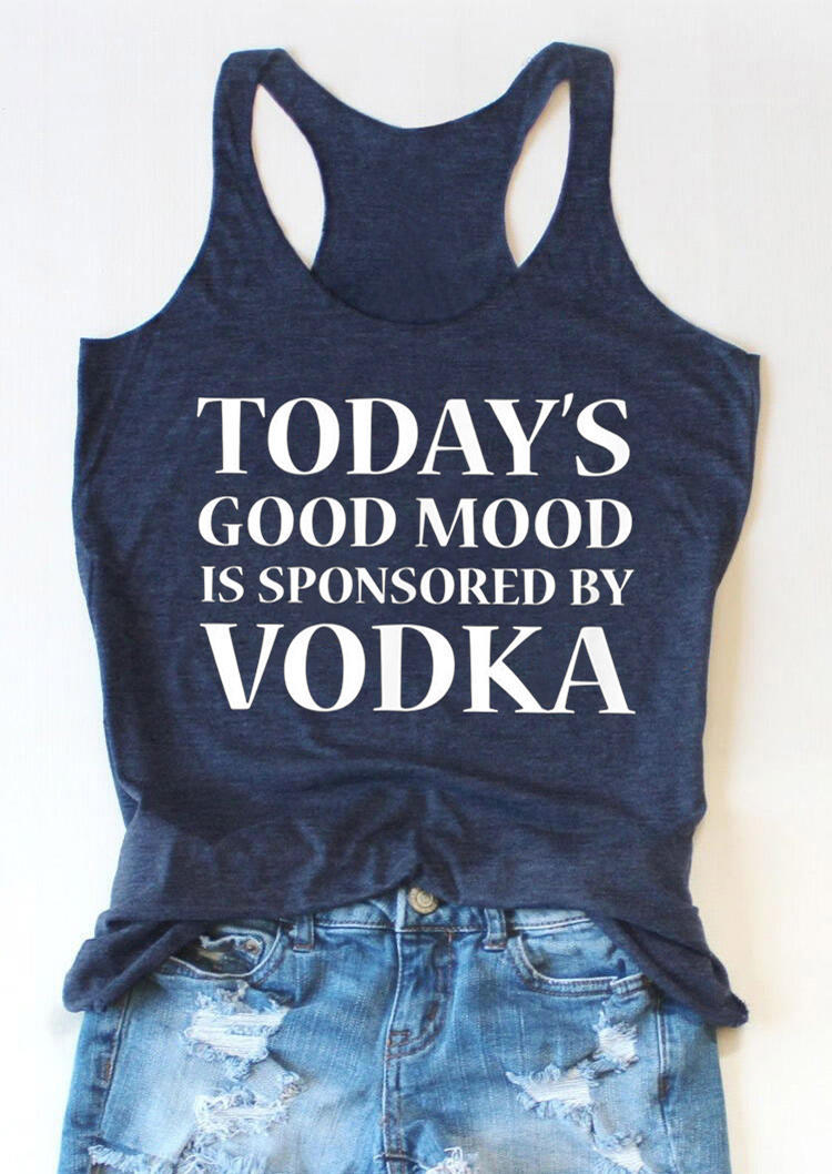 Tank Tops Today's Good Mood Is Sponsored By Vodka Racerback Tank Top - Navy Blue in Blue. Size: M