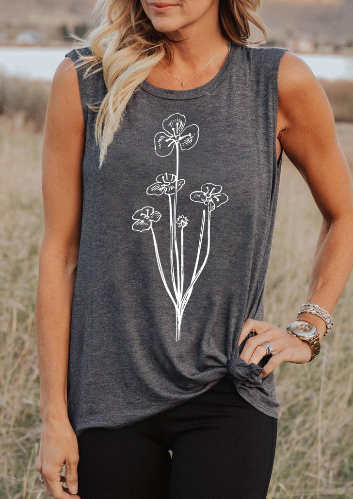 

Wildflowers O-Neck Casual Tank - Dark Grey, 503895