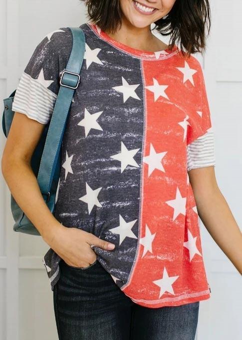American Flag Star Striped Blouse