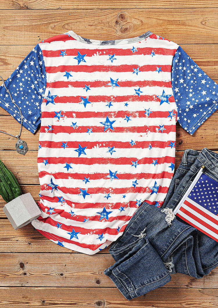 American Flag Star Striped Camouflage Blouse