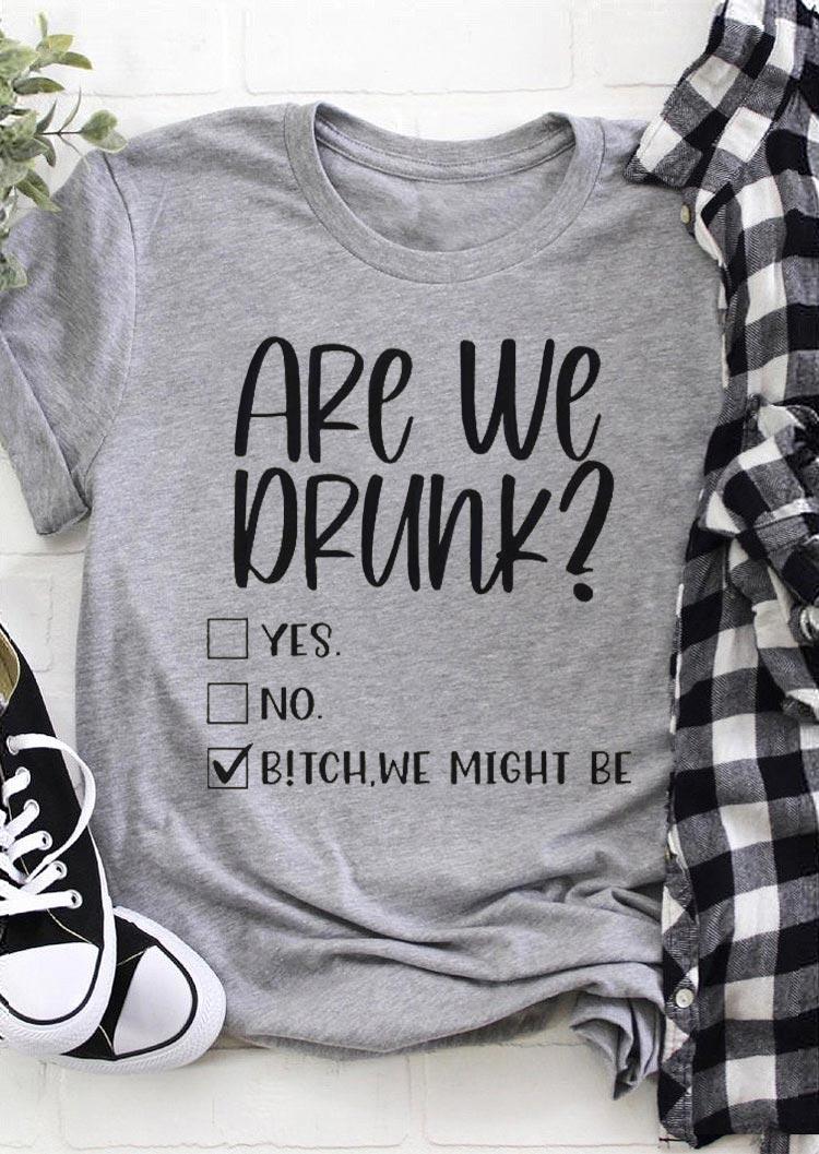 

T-shirts Tees Are We Drunk Casual T-Shirt Tee in Gray. Size: ,M