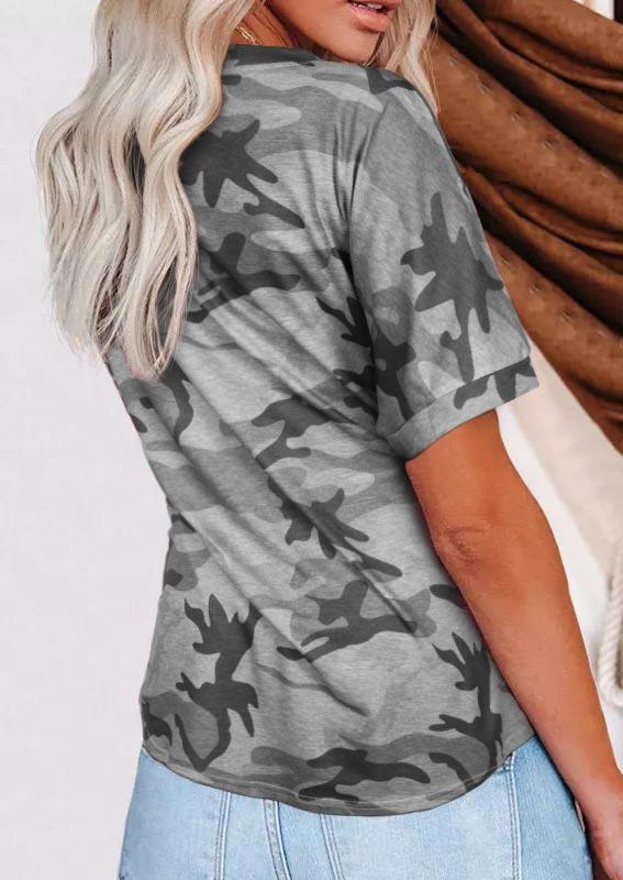

Blouses Camouflage V-Neck Casual Blouse in Camouflage. Size