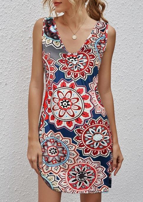 

Mini Dresses Mandala Ruffled Sleeveless Mini Dress in Multicolor. Size