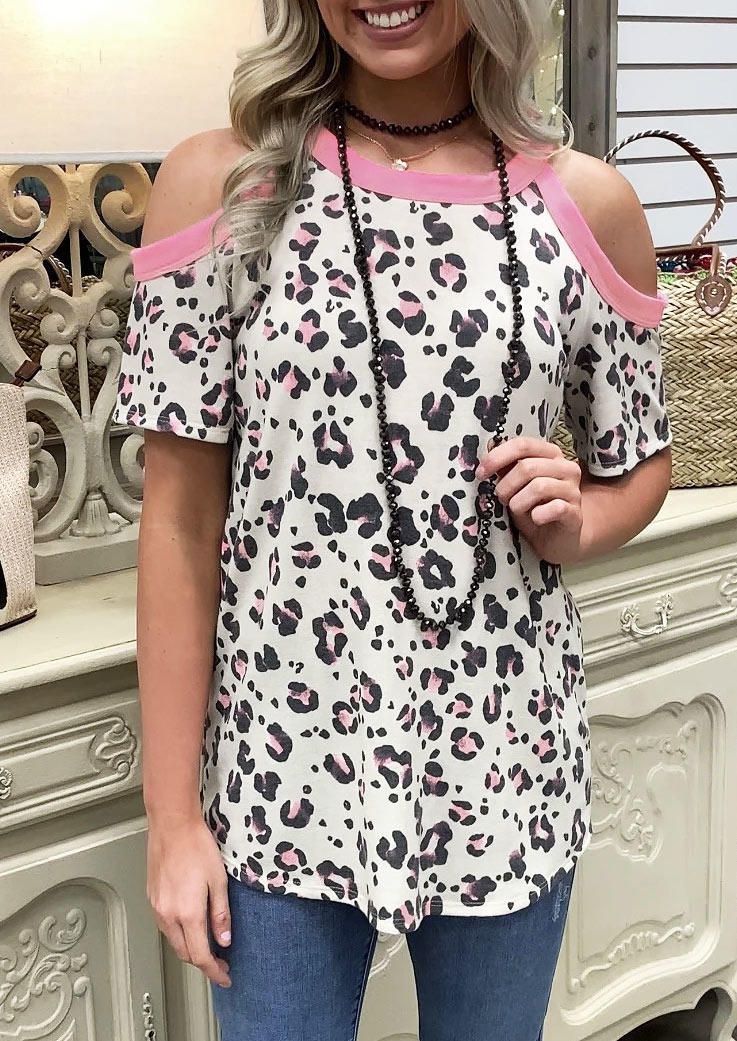

Blouses Leopard Cold Shoulder Blouse in Multicolor. Size: ,M,L